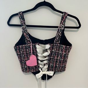 Dolls Kill Pish Posh Tweed Corset